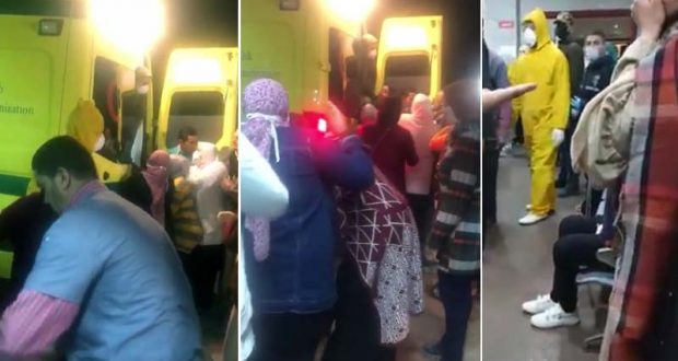 نقل مصاب فيروس كورونا في مصر الي مستشفي العزل